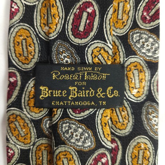 Robert Talbott Black Oval Geometric Silk Tie 4" x 57" Made In USA - Picture 1 of 6